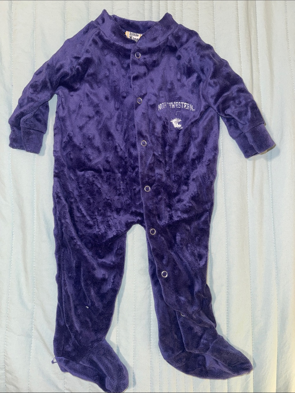 Northwestern University Minky Dot/Dimple Fleece Footed Onesie
